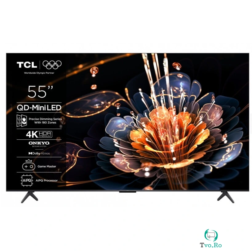 TCL Televizor Mini LED TCL 55C61KS, 139 cm, 55, Ultra HD 4K, Smart Google TV, CI+, Negru la 1,789.00 lei ron