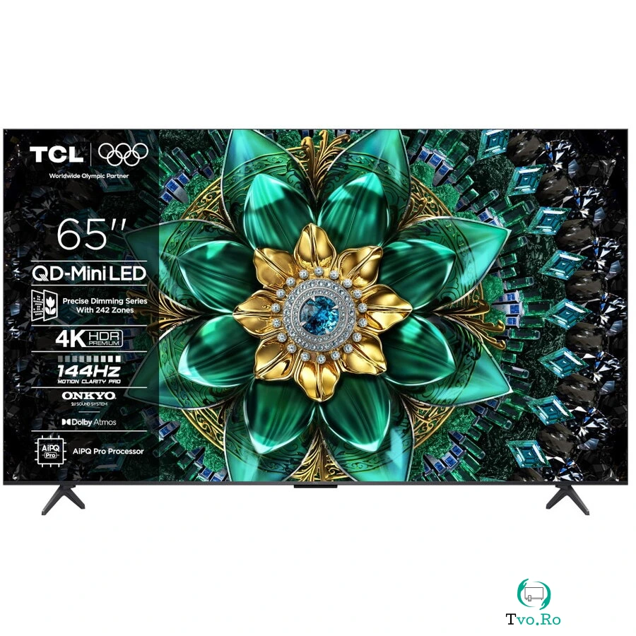 TCL Televizor Mini LED TCL 65Q6C, 164 cm, Google TV, Ultra HD 4K, Clasa F, Negru