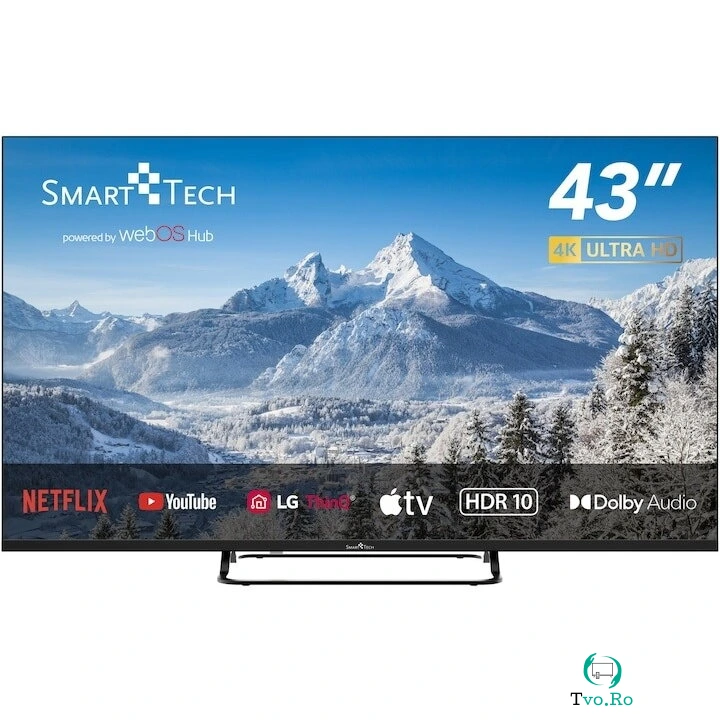 Smart Tech Televizor SmartTech LED 43UW02V, 108 cm, Smart WebOS, 4K Ultra HD, Clasa F la 1,064.99 lei ron