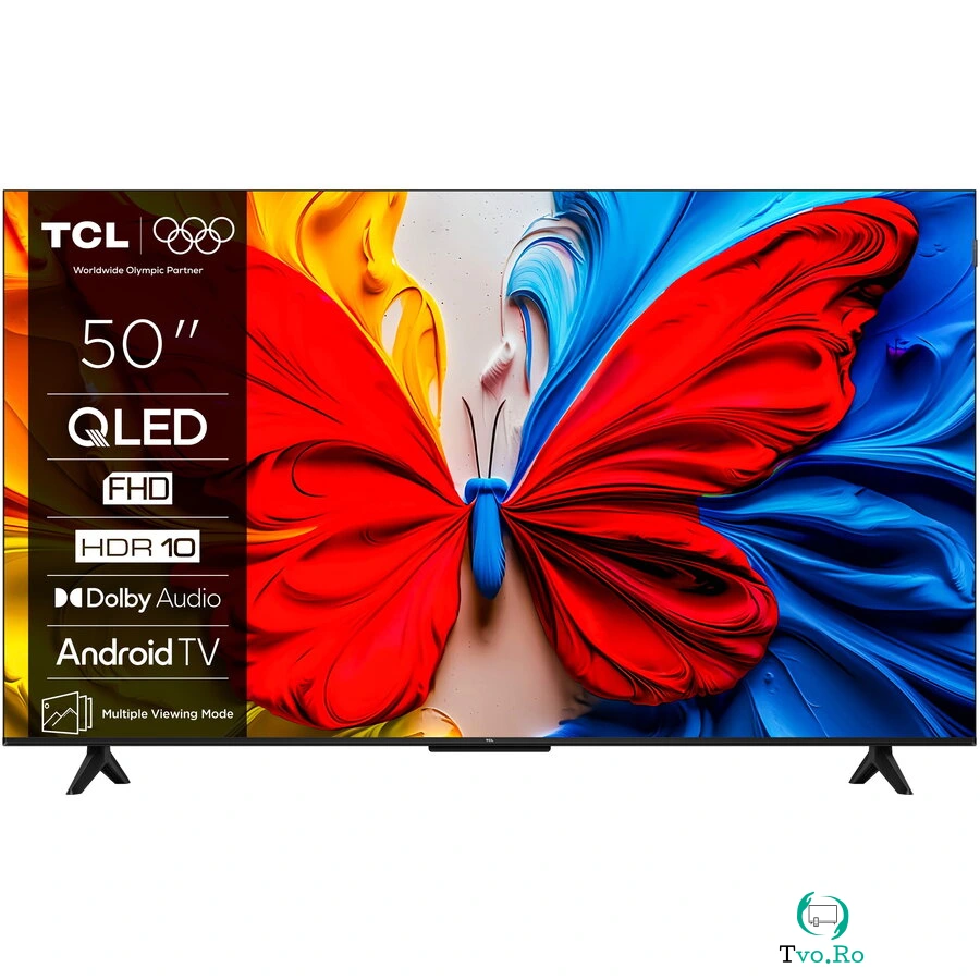 Televizor TCL QLED 50S5K, 126 cm, Smart Android TV, Full HD, Clasa E (Model 2025) la 1,386.69 lei ron