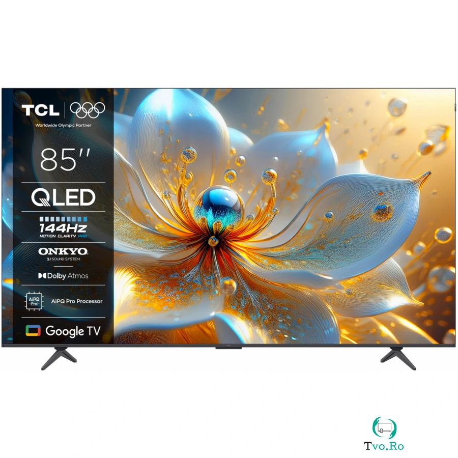 TCL Televizor TCL QLED 85T8C, 215 cm, Smart Google TV, 4K Ultra HD, (Model 2025), Negru la 4,489.99 lei ron